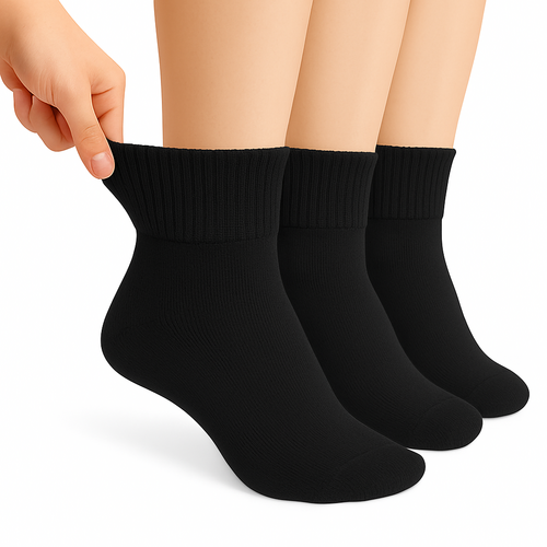 Diabetic Ankle Socks, 3 Pairs, Non-Binding, Breathable and Anti-Odor