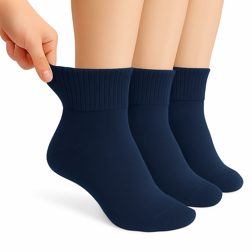 Diabetic Ankle Socks, 3 Pairs, Non-Binding, Breathable and Anti-Odor