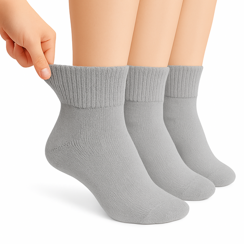 Diabetic Ankle Socks, 3 Pairs, Non-Binding, Breathable and Anti-Odor