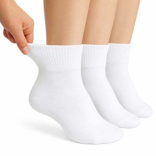 Diabetic Ankle Socks, 3 Pairs, Non-Binding, Breathable and Anti-Odor