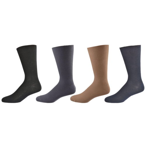Men's Diabetic Crew Socks in Combed Cotton (3 Pair and 4 Pair Packs)
