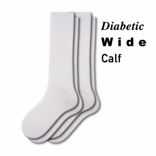 Diabetic Wide Foot and Wider Calf Cotton Crew Women's 2 Pair Pack