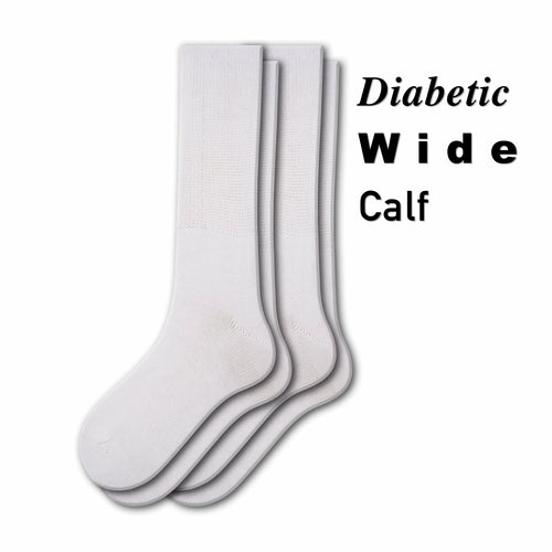 Diabetic Wide Foot and Wider Calf Cotton Crew Women's 2 Pair Pack