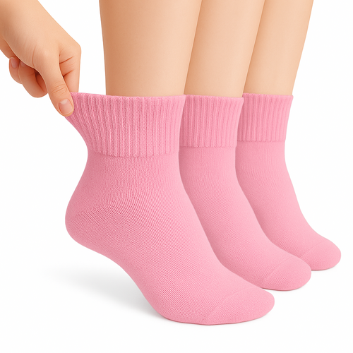 Diabetic Ankle Socks, 3 Pairs, Non-Binding, Breathable and Anti-Odor