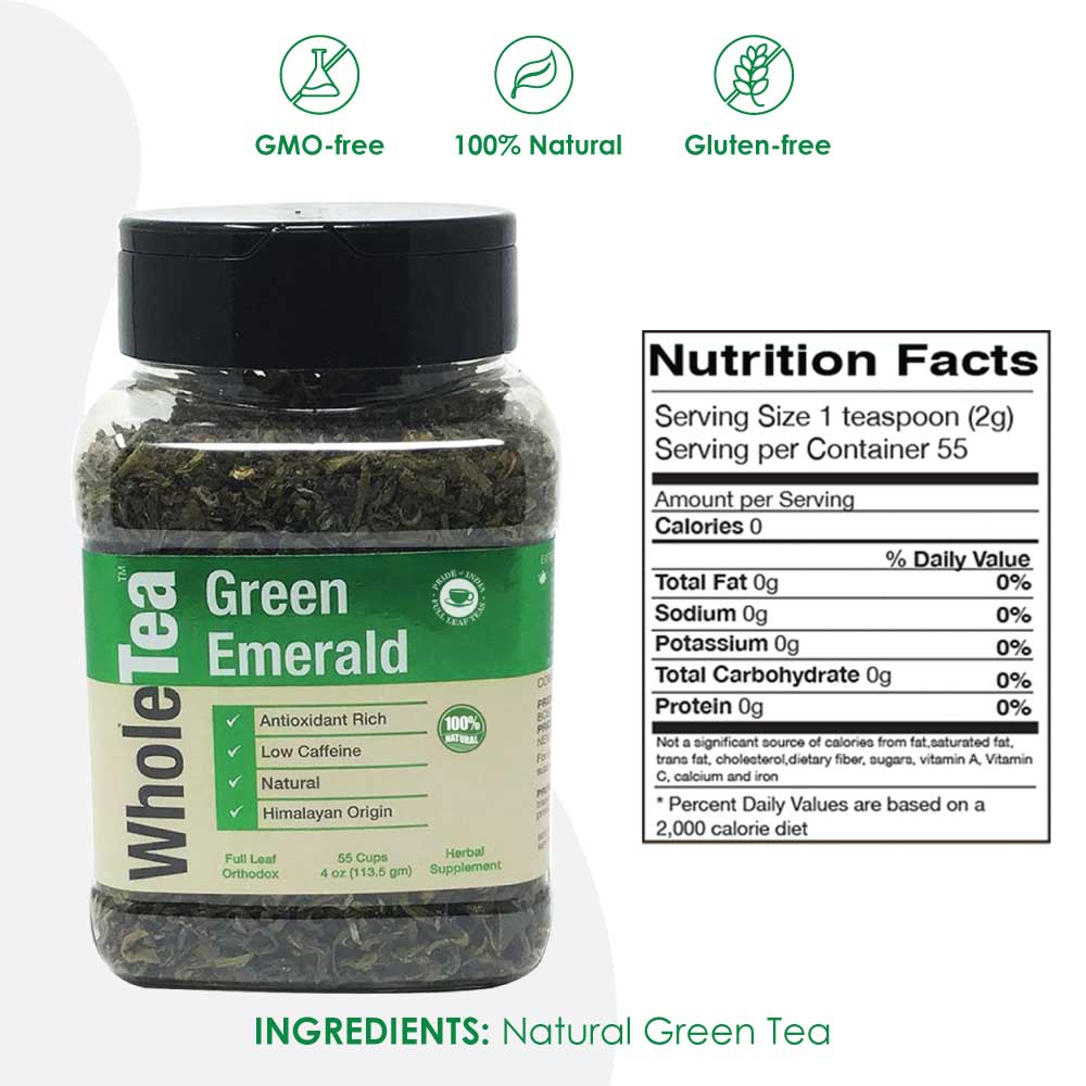 WHOLETEA Natural Indian Green Full Leaf Tea