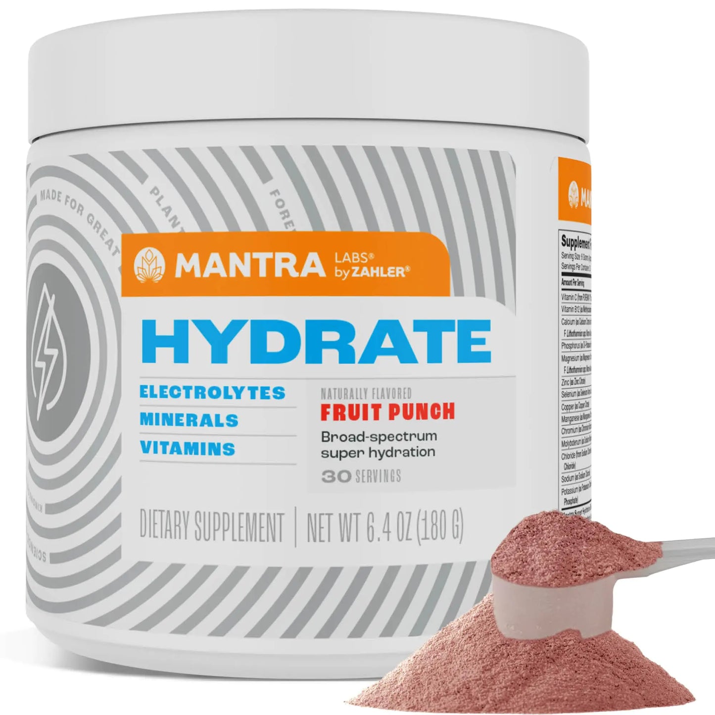Zahler Mantra Game-Changing Great-Tasting Sugar-Free Hydration Supplement Fruit Punch Flavored 30 Servings.